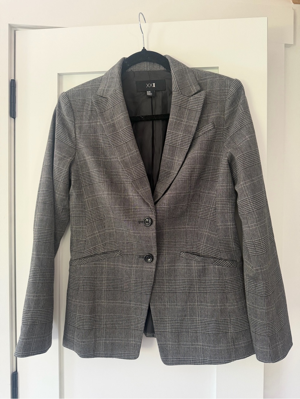 Forever 21 XXI Gray Plaid Women's Blazer - Size M